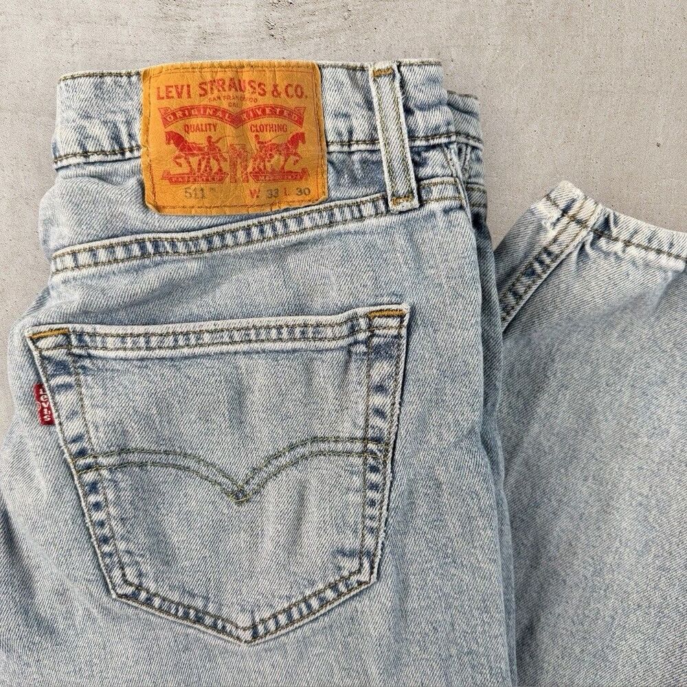 Levis 511 Light Wash Blue Jeans Men’s 33x30 Straight Baggy Denim Y2K